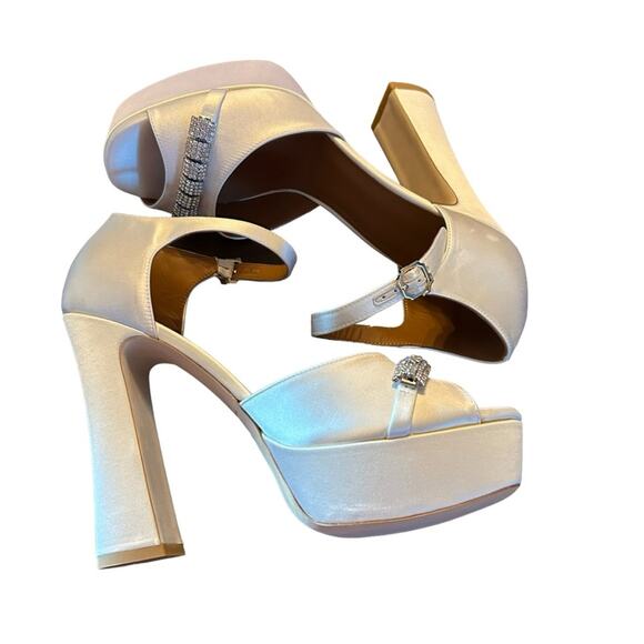 Malone Souliers Yurkia Crystal Platform Sandals Block Heel Open Toe NEW EU 40 - Picture 9 of 13